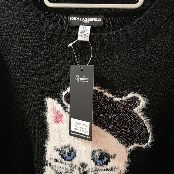 Karl Lagerfeld Black Sweater with Cat Design - Picture 5 of 14